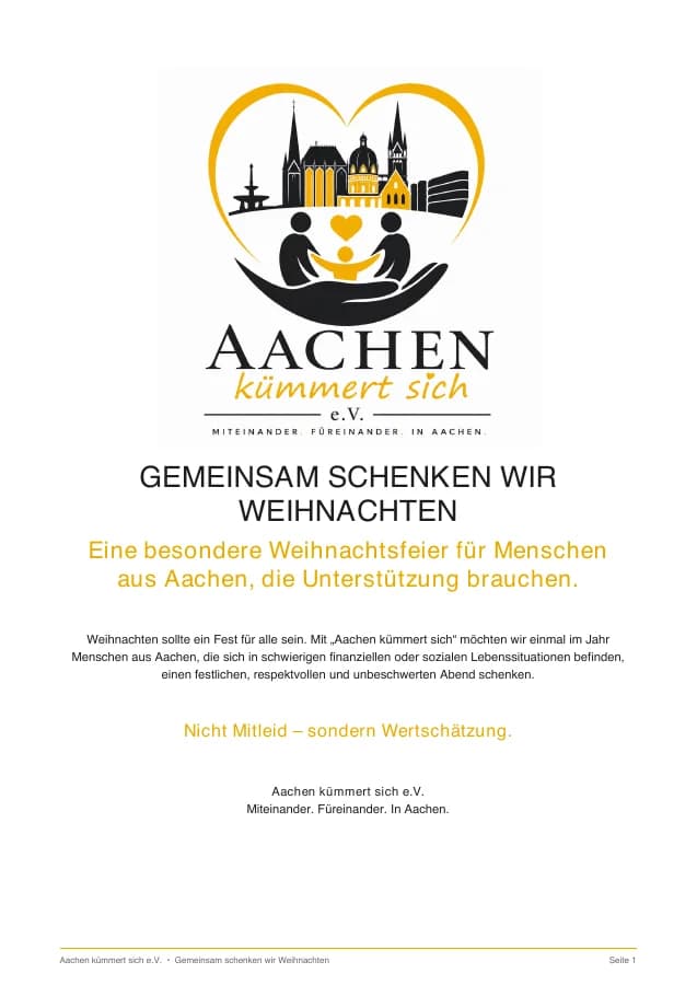 Titelseite der vorhandenen Sponsorenbroschüre von Aachen kümmert sich.